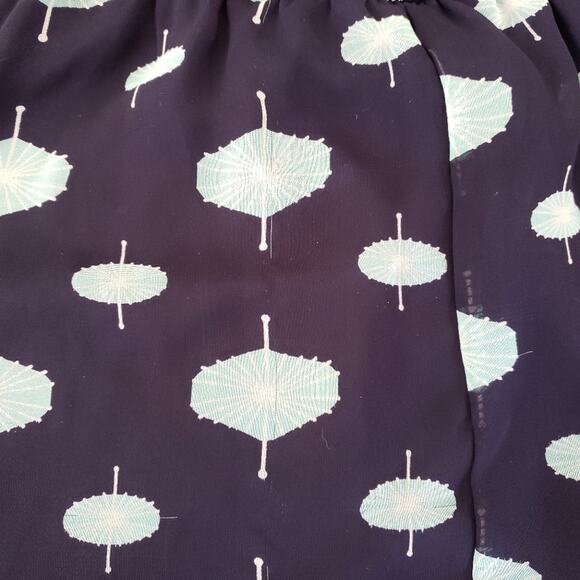 Francesca's Parasol Print Blouson Dress Elastic Waist Navy Small - Picture 6 of 7
